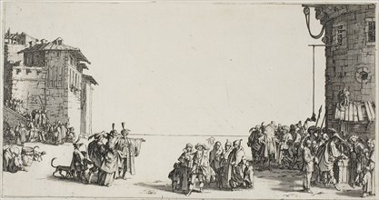 The Slave Market, n.d., Jacques Callot, French, 1592-1635, France, Etching on paper, 115 × 219 mm