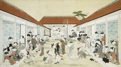 Women’s Bathhouse and Laundry, early 19th century, Kitao Shigemasa, Japanese, 1739-1820, Japan, Ink