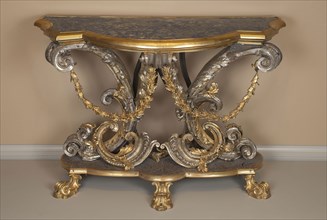 Console Table, c. 1740, Italy, Rome, Rome, Gilded bronze, lapis lazuli, chased and silvered copper,