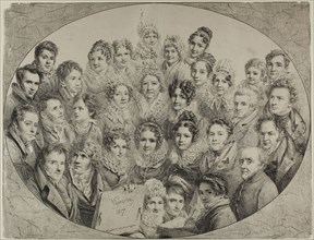Thirty-one Portraits in an Oval, 1817, Pierre Roch Vigneron (French, 1789-1872), printed by Comte