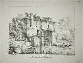 Mill at St. Maurice, 1824/27, Louis Jules Frederic Villeneuve (French, 1796-1842), printed by Comte