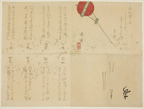 Folded Surimono with Kite, 1850s, Nakajima Raisho, Japanese, active 19th century, Japan, Color