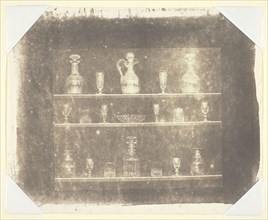 Articles of Glass on Three Shelves, c. 1844, William Henry Fox Talbot, English, 1800–1877, England,