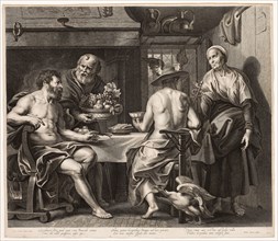 Jupiter and Mercury with Baucis and Philemon, c. 1650, Nicolaes Lauwers (Flemish, 1600-1652), after