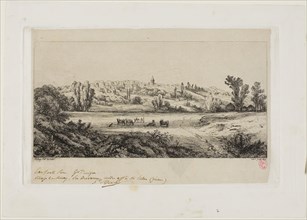 View of the Village of Limay, 1845, Eugène Blery, French, 1805-1887, France, Etching on ivory China