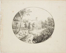Landscape in an Oval, 1817–21, Lameau (French, active 1803-1822), printed by Comte de Charles