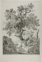 Artist in a Rocky Landscape, 1816, Pierre-Antoine Mongin (French, 1761-1827), printed by Gottfried