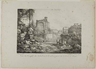 View of the Temple of the Sun and Moon from the Coliseum in Rome, 1817, Claude Thiénon (French,