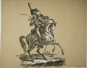 Royal Guard, Mounted Hussard and Horse, No. 6, c. 1818, Carle Vernet (French, 1758-1836), printed