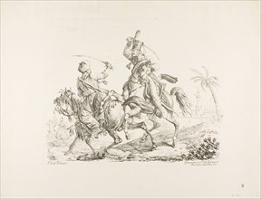 Hussard Killing a Mameluk with a Sabre, February 8, 1817, Carle Vernet (French, 1758-1836), printed