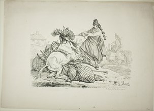 Spanish Muleteer Raising his Mule, 1817, Carle Vernet (French, 1758-1836), printed by Comte Charles