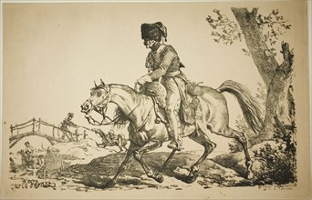 Artilleryman on Horseback, 1817, Carle Vernet (French, 1758-1836), printed by Comte Charles