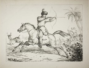 Kalmouk Archers Hunting Deer, c. 1820, Carle Vernet (French, 1758-1836), printed by Comte Charles