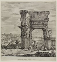 Temple of Concordia and the Roman Forum, 1654, Stefano della Bella, Italian, 1610-1664, Italy,