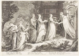 Plate Four, from Five Wise and Five Foolish Virgins, 1606, Jan Saenredam, Netherlandish, 1565-1607,