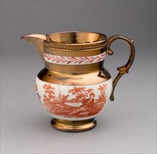 Pitcher, 1810/20, England, Staffordshire, Staffordshire, Lead-glazed earthenware with lustre