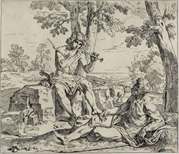 Mercury and Argus, 1642/48, Simone Cantarini, Italian, 1612-1648, Italy, Etching on cream laid