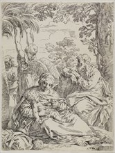 Rest on the Flight into Egypt, n.d., Simone Cantarini, Italian, 1612-1648, Italy, Etching on ivory