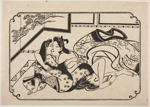 Flirting Lovers, c. 1673/81, Hishikawa Moronobu, Japanese, (?)-1694, Japan, Woodblock print,