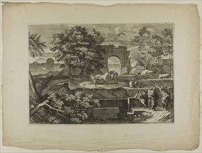 Christ and His Disciples with a Triumphal Arch in the Distance, 1668–71, Sébastien Bourdon, French,