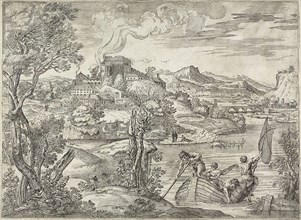 Landscape with a Luteplayer, 1627, Unknown artist, after Giovanni Francesco Grimaldi (Italian, c.