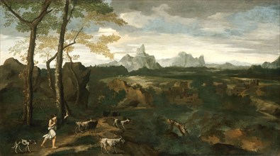 Landscape with a Herdsman and Goats, c. 1635, Gaspard Dughet, French, 1615-1675, France, Oil on