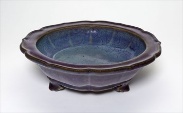 Foliate Dish with Three Feet, Song dynasty (960–1279), China, Jun ware, stoneware with purple-blue