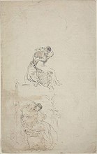 Two Seated Embracing Couples, n.d., Jean Baptiste Carpeaux, French, 1827-1875, France, Pen and