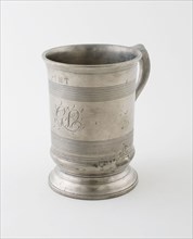 Pint Measure with Double C Handle, 19th century, England, Pewter, 12.7 × 10.2 cm (H. 5 × D. top 4