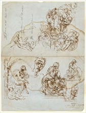 Unfinished Letter with Studies for the Ugolino Group, 1858, Jean Baptiste Carpeaux, French,