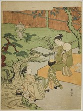Two Girls Enjoying the Evening Cool in a Garden, c. 1765/70, Suzuki Harunobu ?? ??, Japanese, 1725