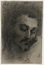 Head of a Man, n.d., Jean Baptiste Carpeaux, French, 1827-1875, France, Black chalk and black