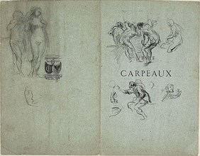 Sketch of Nude Woman Having Her Hair Groomed and Groups of Figures (recto), Sketches of Riding