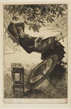 The Hammock, 1880, James Tissot, French, 1836-1902, France, Etching and drypoint on cream laid