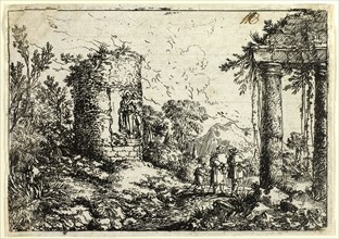 Italian Landscape with Ruins, n.d., Jonas Umbach the Elder, German, 1624-1693, Germany, Etching in