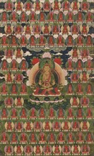 Painted Banner (Thangka) of Amitayus Buddha Surrounded by One Hundred Buddhas, 19th century, Tibet,