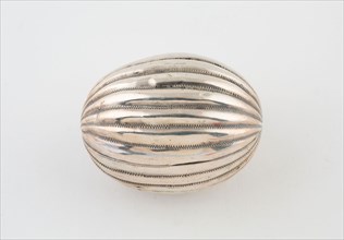 Melon-Shaped Nutmeg Grater, c. 1840/50, Possibly Continental Europe, Europe, Silver, H. 5.7 cm (2