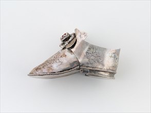 Good Luck Token in the Form of a Shoe, c. 1840, Netherlands, Netherlands, Silver and glass, H. 7.6