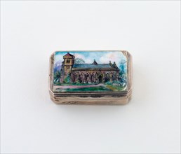 Vinaigrette with View of a Church, c. 1890, Possibly England, England, Silver, silver gilt, and