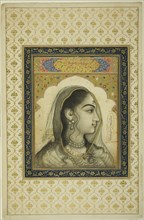Portrait of a Beauty, 17th century, India, India, Opaque watercolor and gold on paper, Image: 22.4