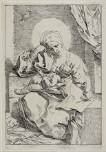 Madonna and Child with a Finch, 1635–36, Simone Cantarini, Italian, 1612-1648, Italy, Etching on