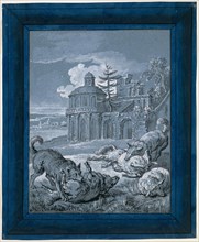 Wolves Attacking Sheep (Rein de Trop II), 1732, Jean-Baptiste Oudry, French, 1686-1755, France, Pen