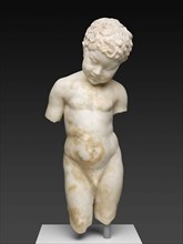 Statue of a Young Boy, 1st century AD, Roman, Italy, Marble, 58 × 24.5 × 18.9 cm (22 7/8 × 9 5/8 ×