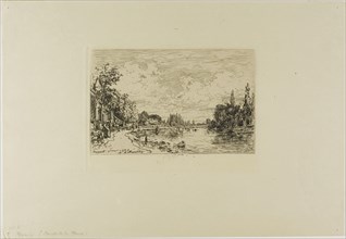 View of Nogent, 1883, Maxime Lalanne, French, 1827-1886, France, Etching on ivory wove paper, 97 ×