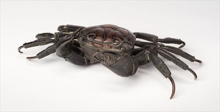 Articulated crab, Active 19th century, Artist Unkown, Japanese, Japan, Bronze, 1 5/8 × 8 3/4 in.