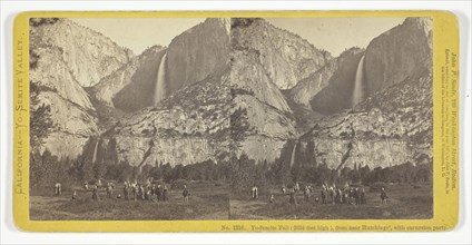 Yo-Semite Fall (2634 feet high), from near Hutchings’, with excursion party, 1870, John P. Soule,