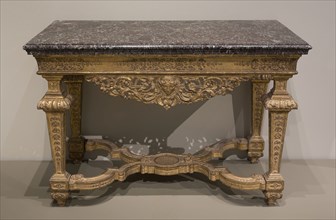 Pier Table, 1685/90, France, Paris, France, Carved, gessoed, and gilded wood, marble top, 83.6 ×