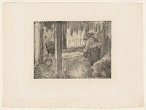 The Laundresses, 1879–80, Edgar Degas, French, 1834-1917, France, Etching and aquatint on cream