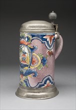 Tankard, 1730/50, Germany, Erfurt, Erfurt, Tin-glazed earthenware (faience) and pewter, 25.3 × 17.8