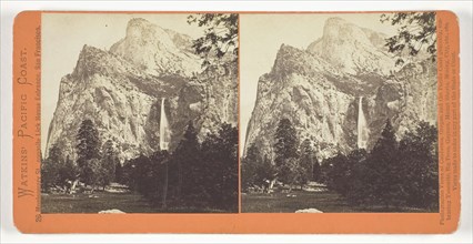 The Bridal Veil, 900 ft., Yosemite, 1861/76, Carleton Watkins, American, 1829–1916, United States,